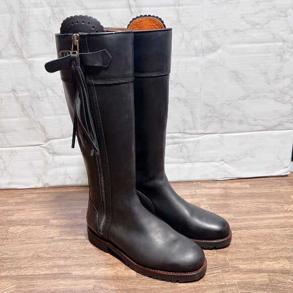 Penelope Chilvers Tassel Knee High Riding Boots Black Leather Women EU 39 / US 9 - Picture 4 of 15